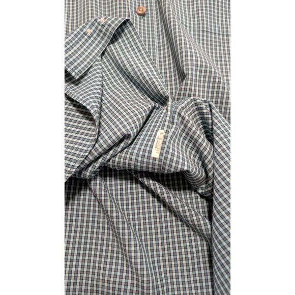 Van Heusen Men's Dress Shirt Short Sleeve Blue Mini Plaid XXL 18 18.5 - Picture 8 of 8
